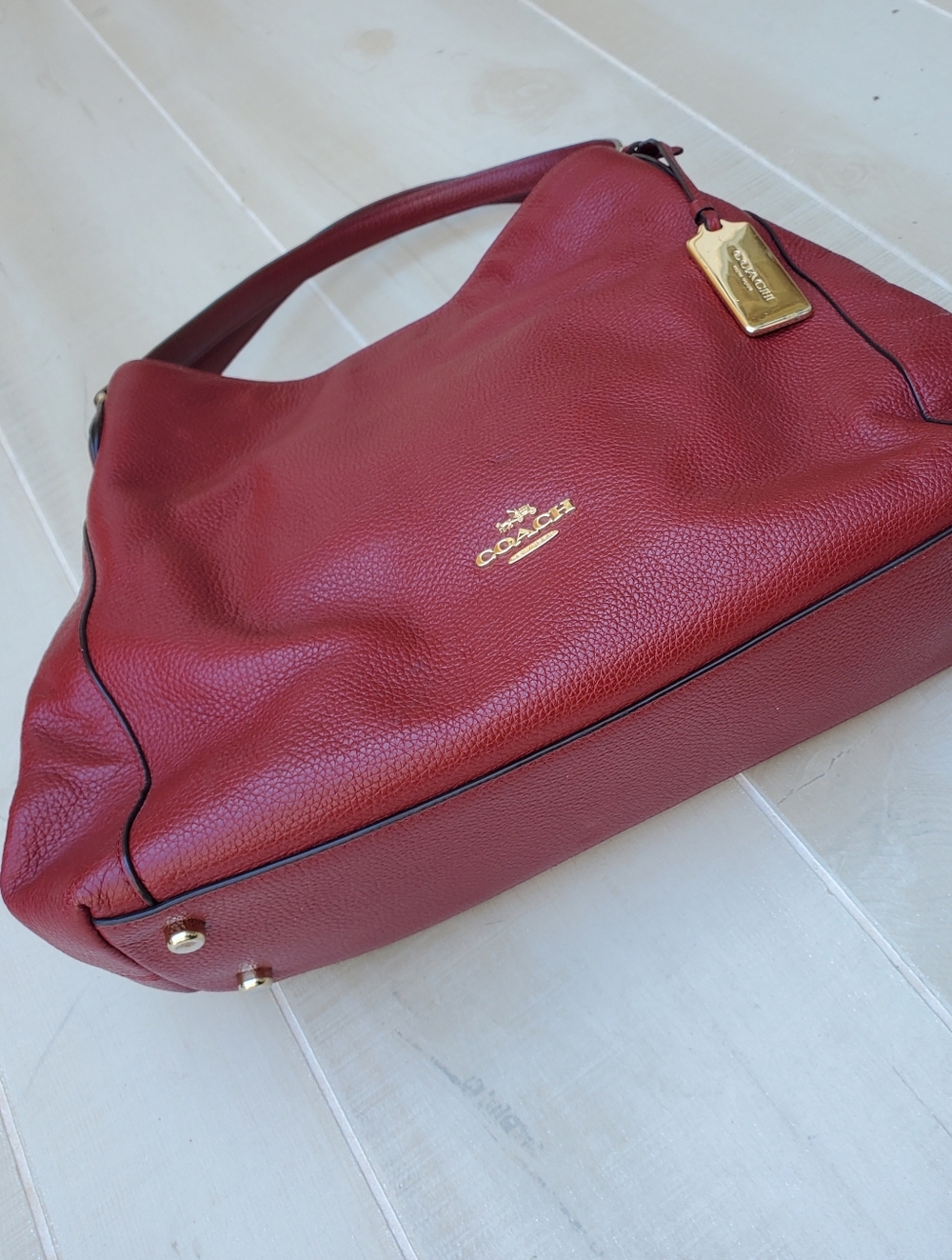 Coach Edie Hobo Satchel In Burgundy - Picture 4 of 11